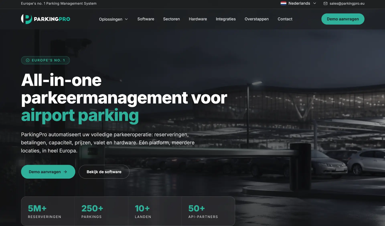 Header van de website ParkingPro.eu